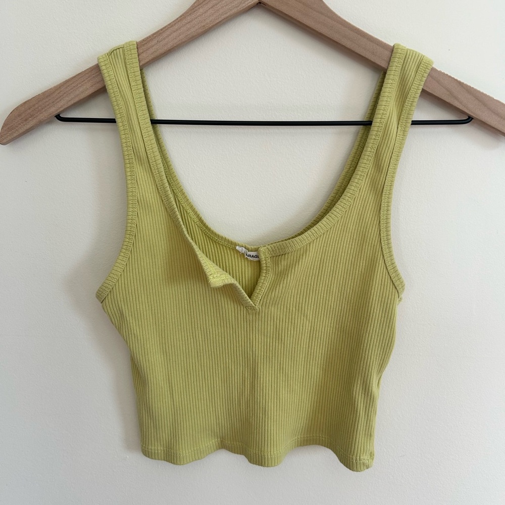 Green scope neck w/ V cut tank top